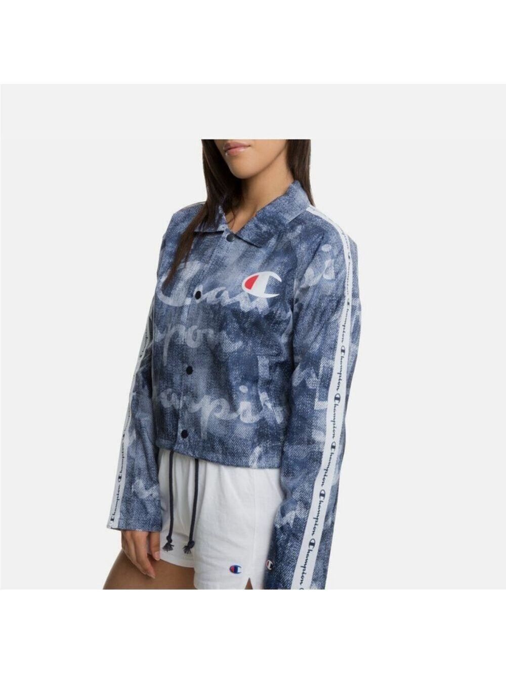 Champion Logo pPrinted Cropped Coaches Jacket Indigo size Medium